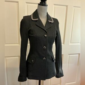 CAbi Charcoal Gray Tailored Blazer with Light Gray Trim